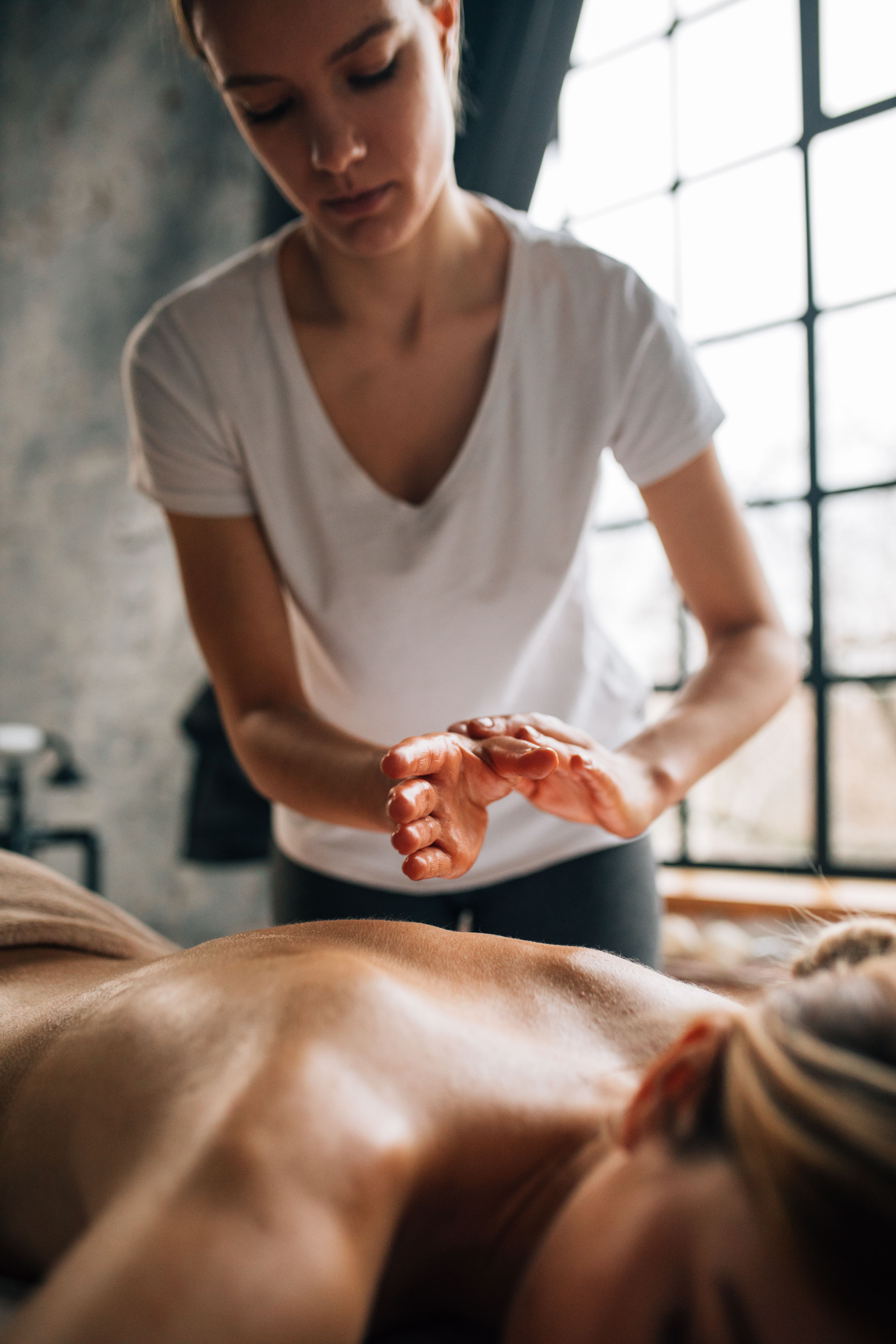 Massage therapy service in progress